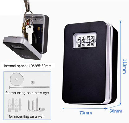 Key Lock Box voor Buiten – Beveiligde Sleutelkast met Instelbare Code voor Huis, Inclusief Montagekit (Wandmontage)