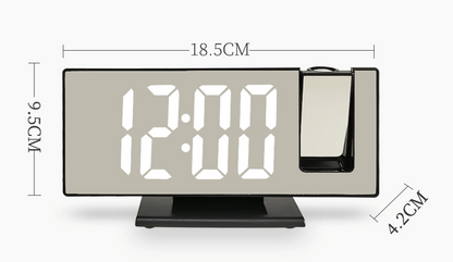 180° Verstelbare LED Projectie Wekker – Snooze, 12/24H Tijd & Temperatuurweergave, Spiegelontwerp – USB Gevoed, Nachtmodus & Geheugenfunctie