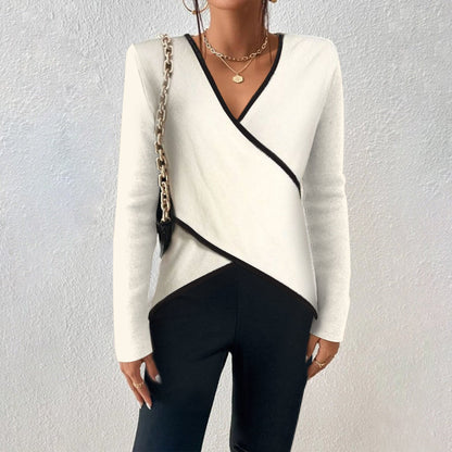 Wikkelpullover met lange mouwen en V-hals | Winter