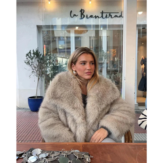 Stijlvolle Winterjas Met Open Voorkant | Brede Kraag