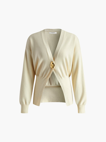 Winter Cardigan Met Gouden Knop | V-Hals