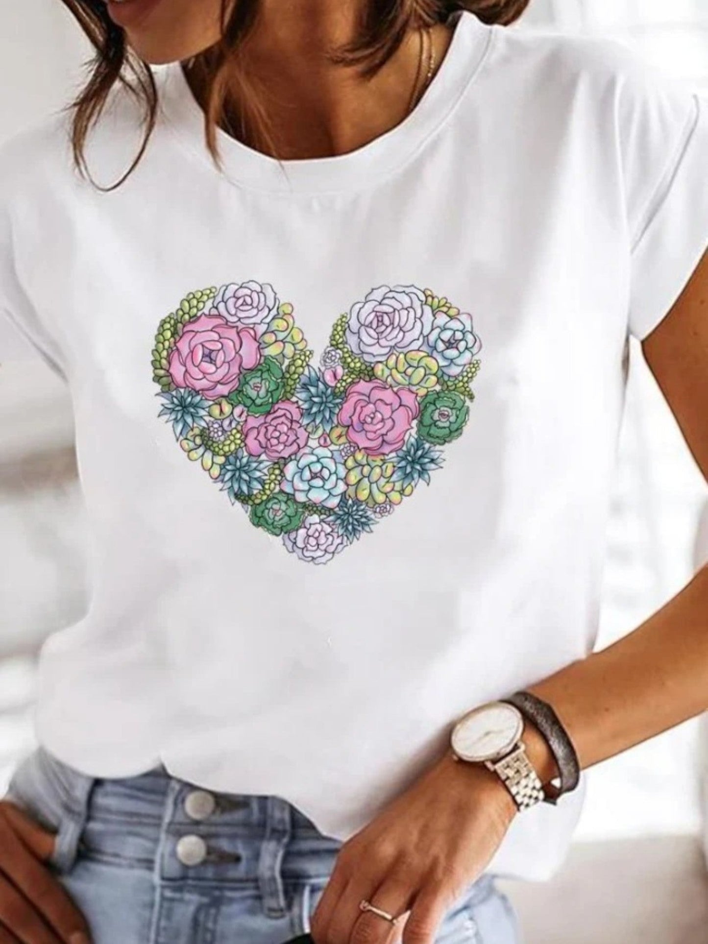 Elegant T-shirt Met Opdruk | Korte Mouwen
