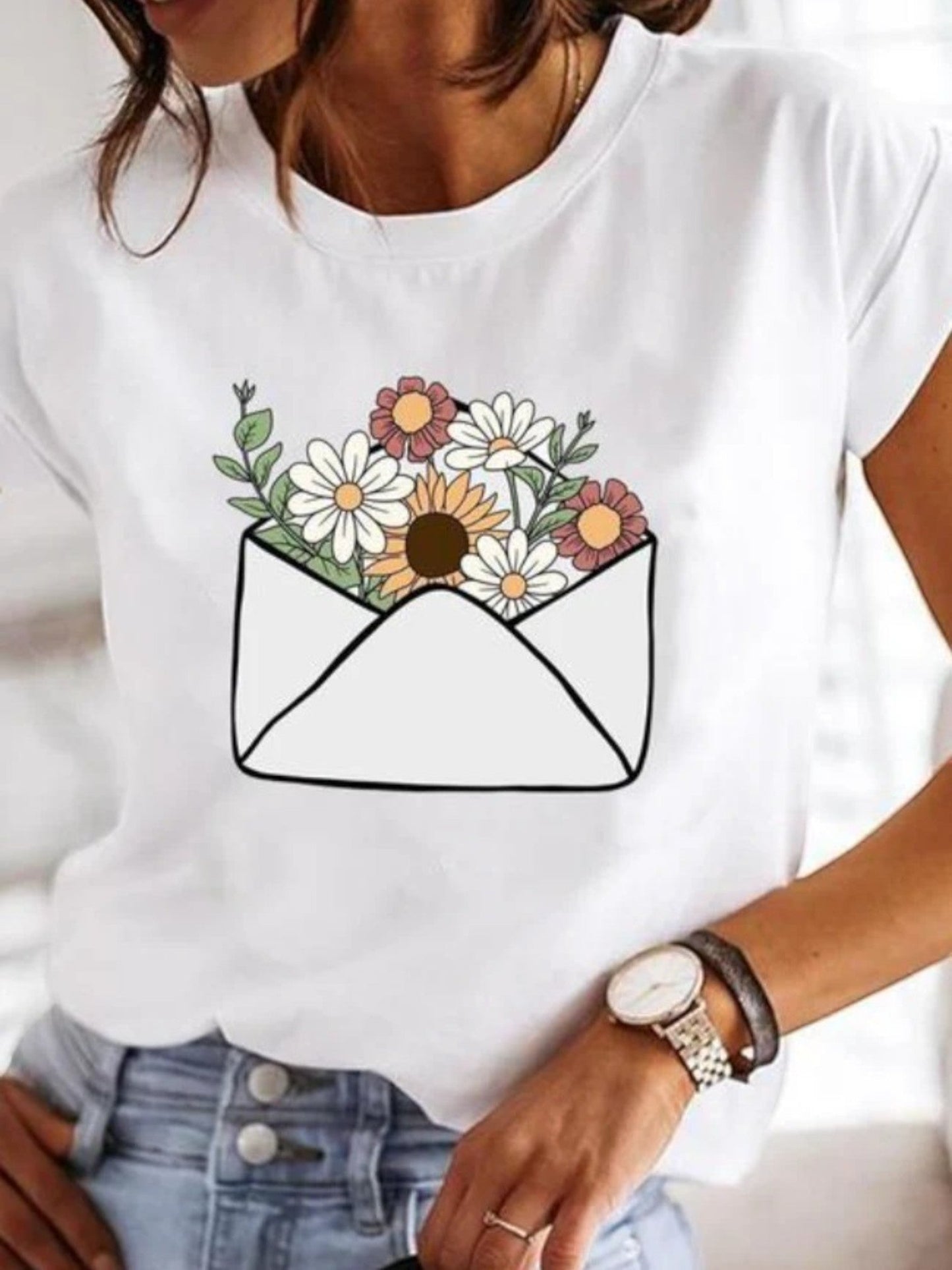 Elegant T-shirt Met Opdruk | Korte Mouwen