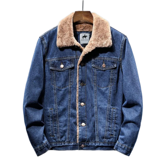 Blauwe Spijker Winterjas Met Sherpavoering Voor Heren - JOSH