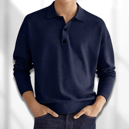 Casual Gebreid Poloshirt Voor Heren | Lange Mouwen