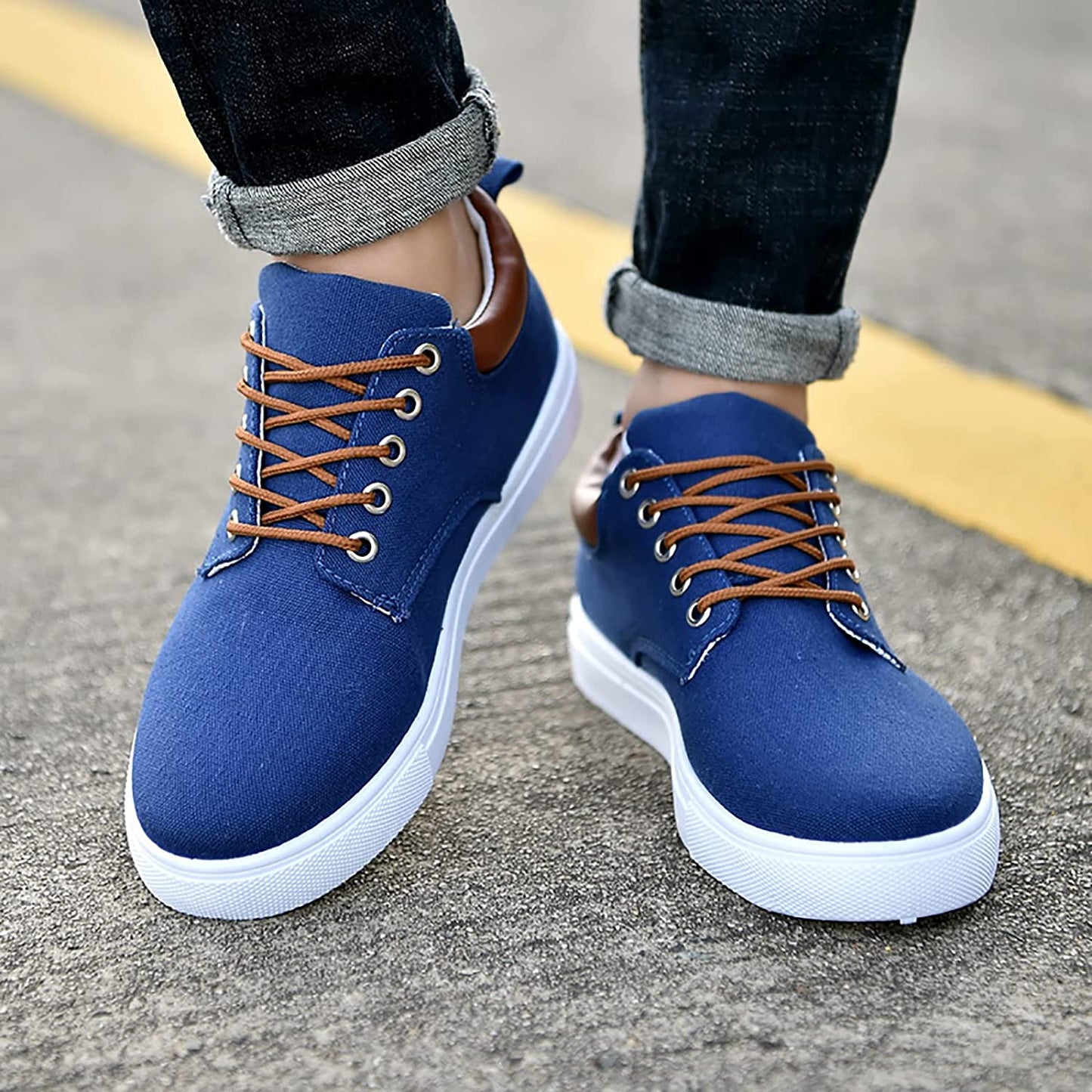 Casual Heren Sneakers Met Leren Achterkant | Veters