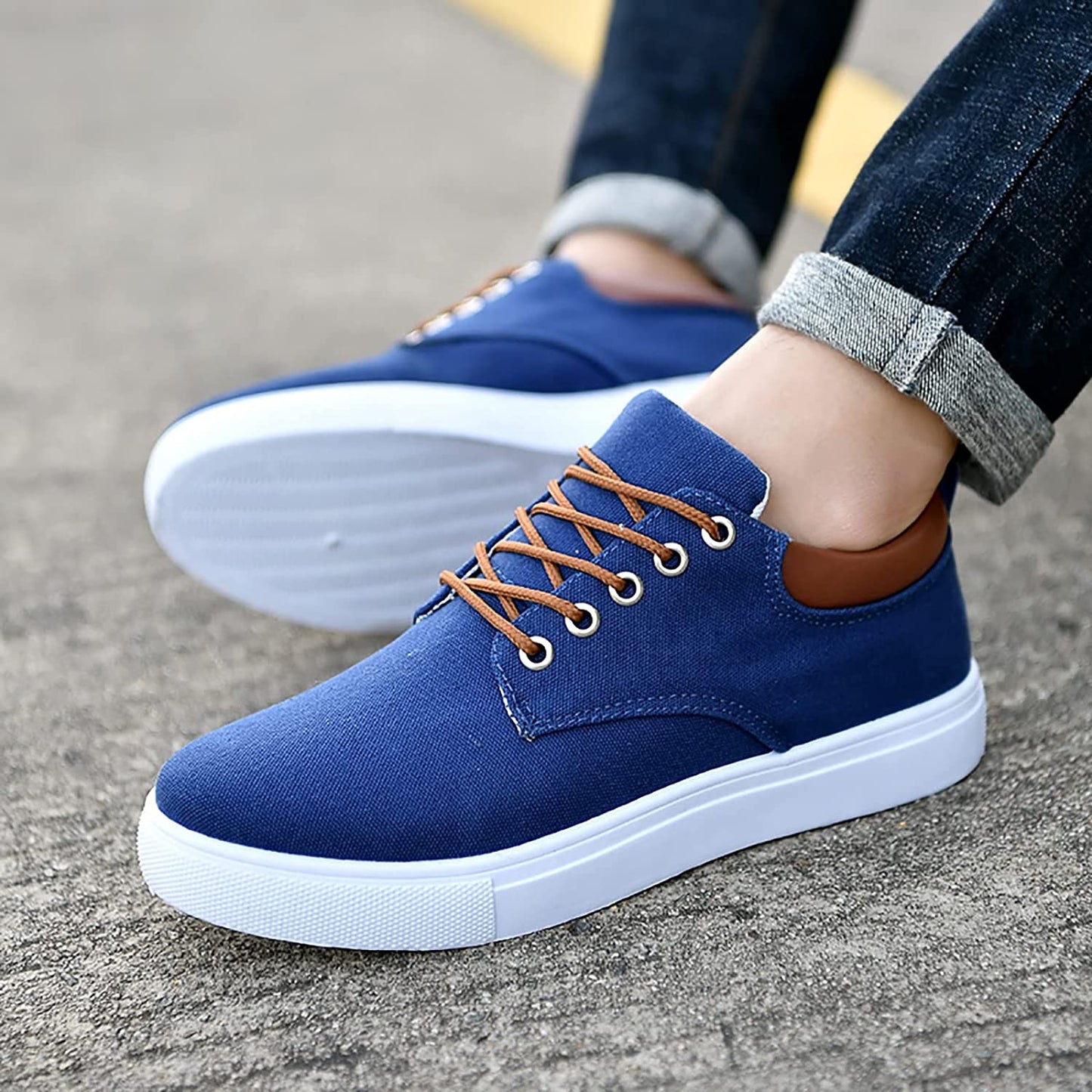 Casual Heren Sneakers Met Leren Achterkant | Veters