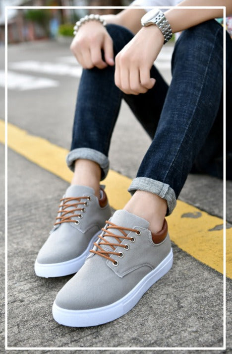Casual Heren Sneakers Met Leren Achterkant | Veters