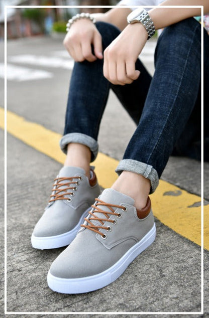 Casual Heren Sneakers Met Leren Achterkant | Veters