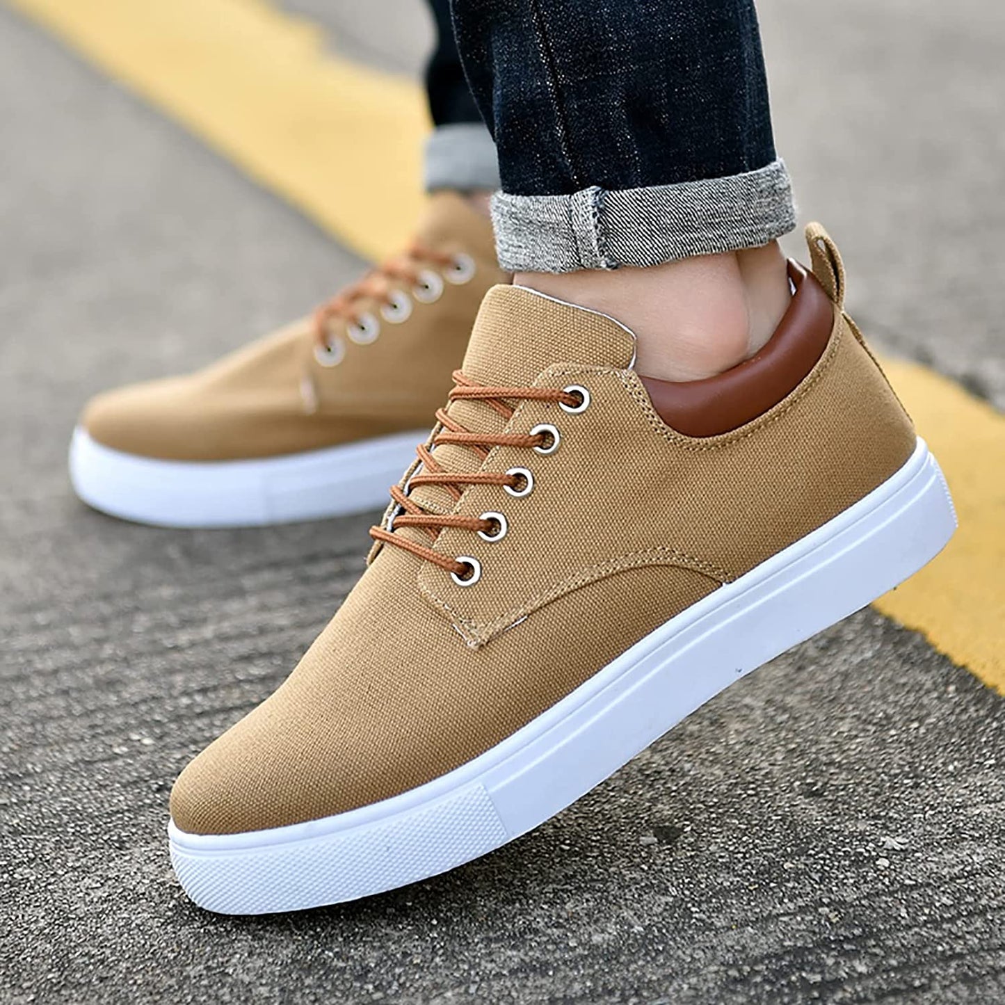 Casual Heren Sneakers Met Leren Achterkant | Veters