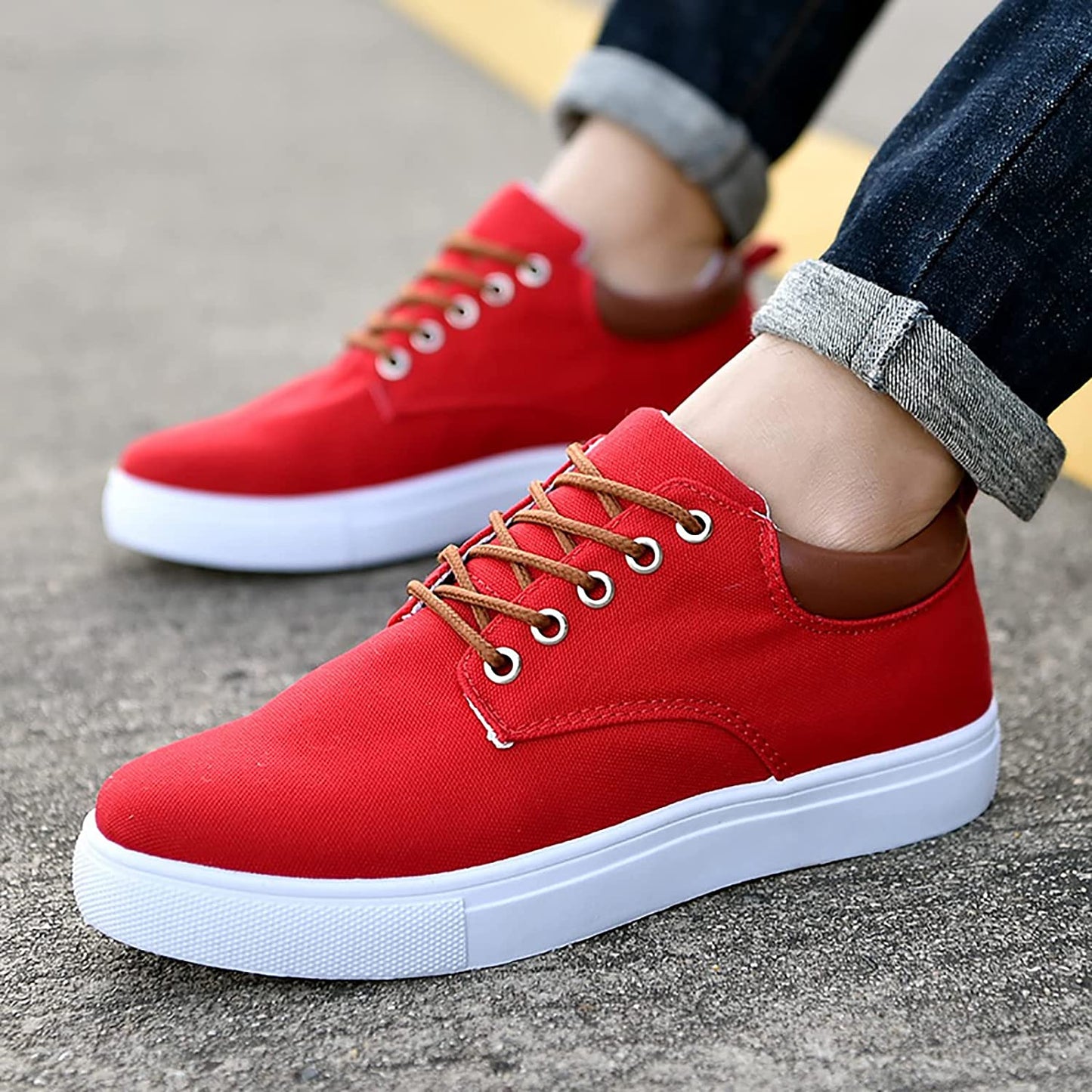 Casual Heren Sneakers Met Leren Achterkant | Veters