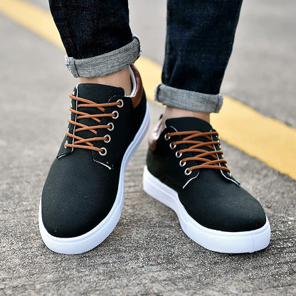 Casual Heren Sneakers Met Leren Achterkant | Veters