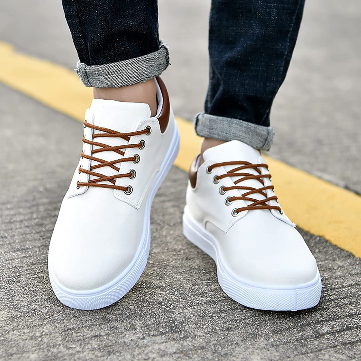 Casual Heren Sneakers Met Leren Achterkant | Veters