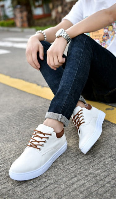 Casual Heren Sneakers Met Leren Achterkant | Veters