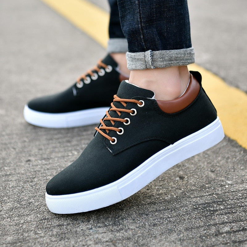 Casual Heren Sneakers Met Leren Achterkant | Veters