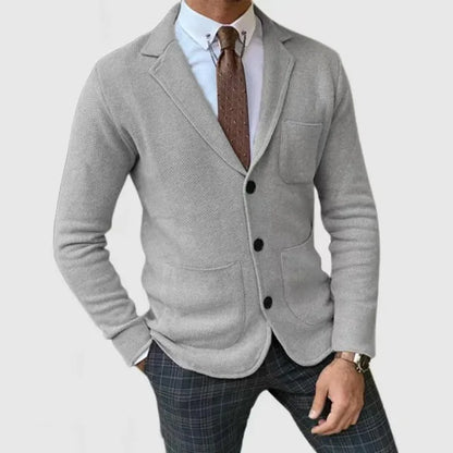 Gebreide Blazer Met Knoopsluiting En Zakken | Lange Mouwen
