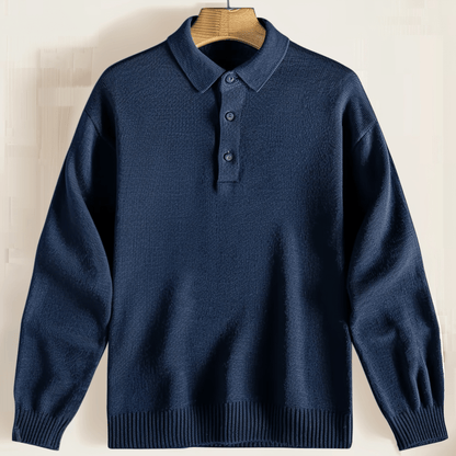 Gebreid Poloshirt Voor Heren | Lange Mouwen