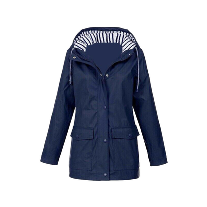 Regenjas Met Knoopsluiting | Gestreepte Capuchon