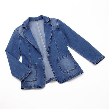 Stijlvolle Denim Blazer Met Lange Mouwen | Met Zakken