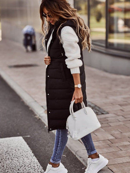 Lang Gewatteerd Vest Met Capuchon | Mouwloos