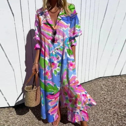 Boheemse Jurk Met V-hals | Maxi