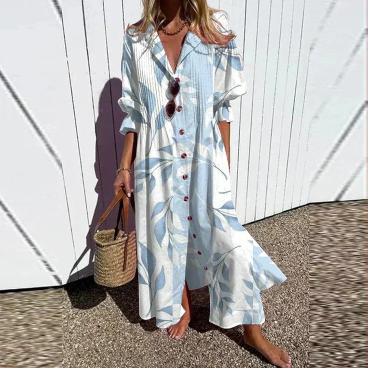 Boheemse Jurk Met V-hals | Maxi