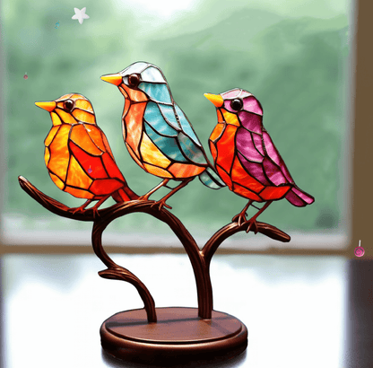 Decoratieve Glas-in-lood Vogels voor Kleurrijke Raamaccenten