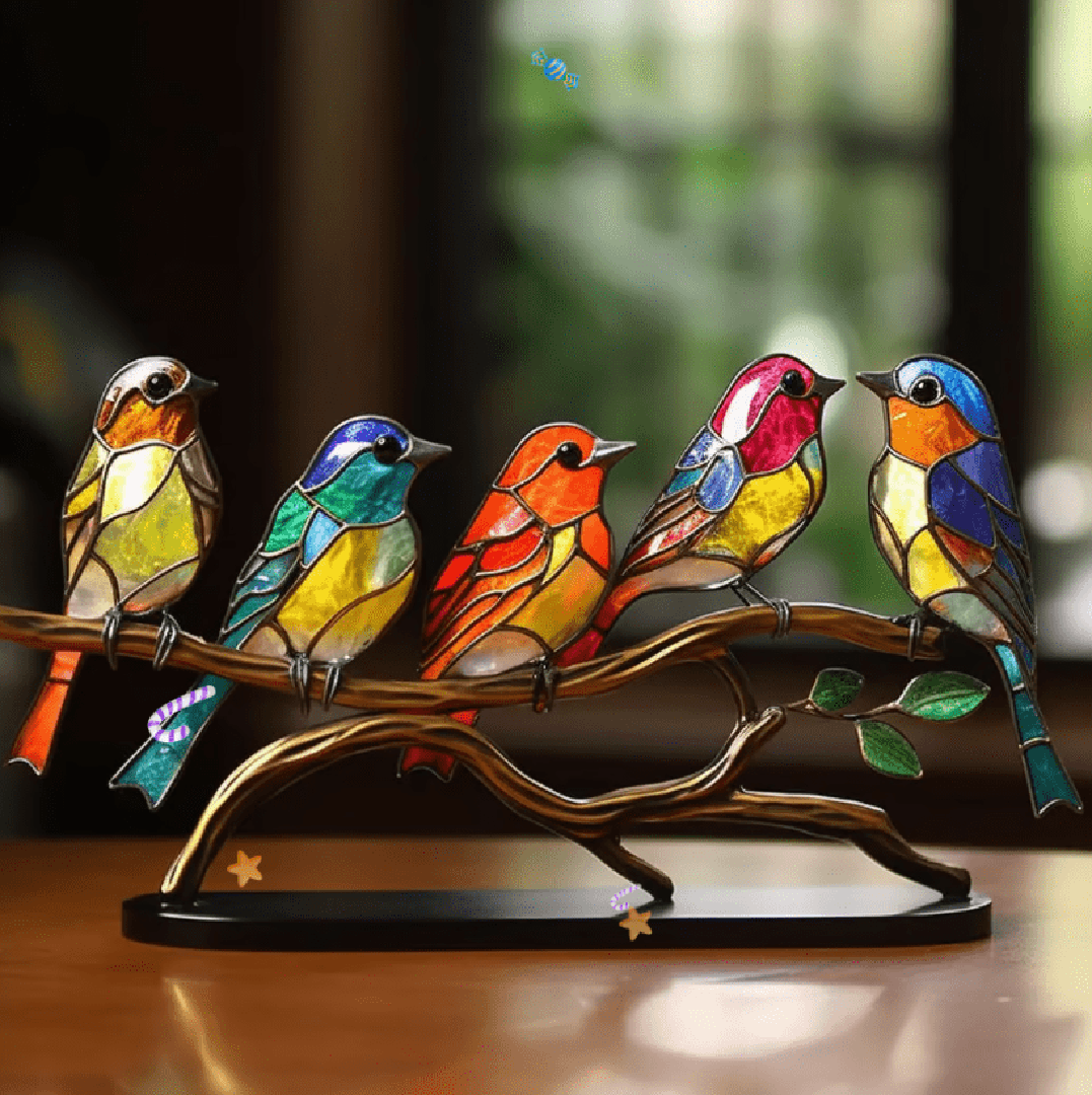 Decoratieve Glas-in-lood Vogels voor Kleurrijke Raamaccenten