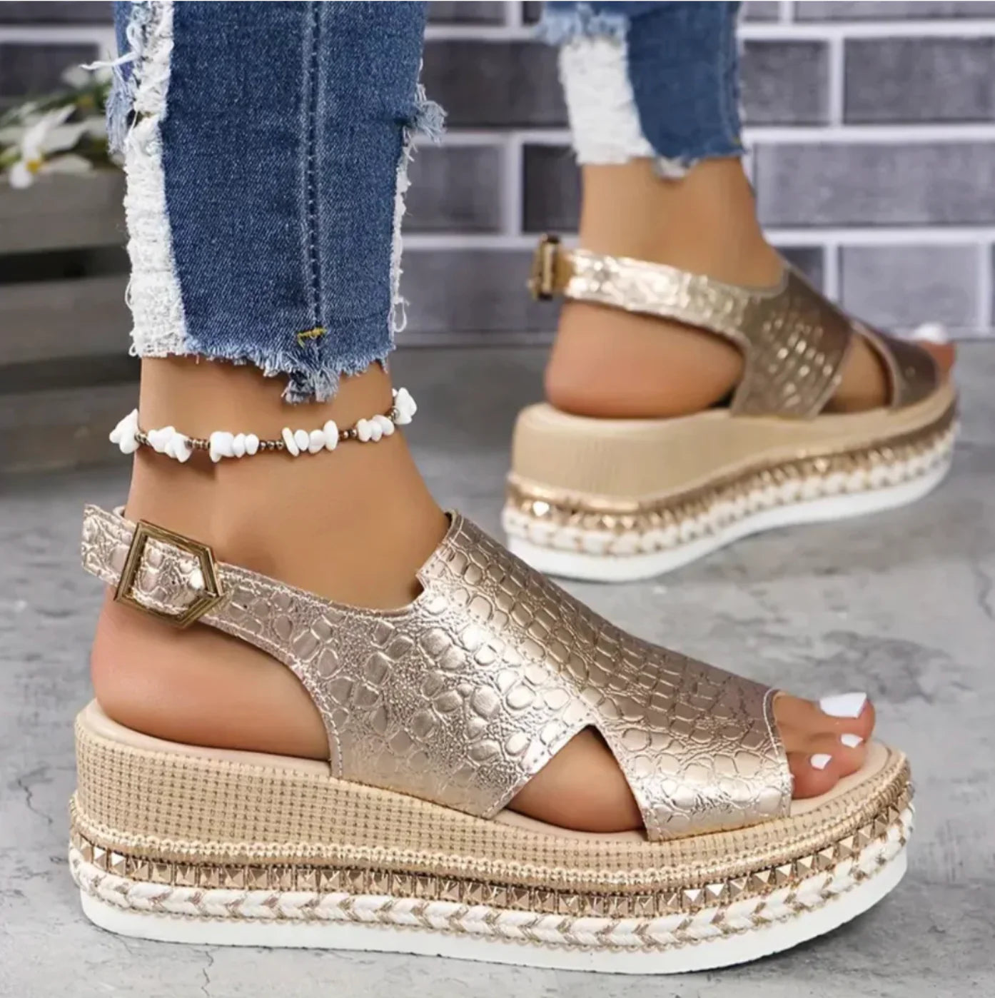 Solène | Elegante Sandalen Met Sleehak En Plateauzool