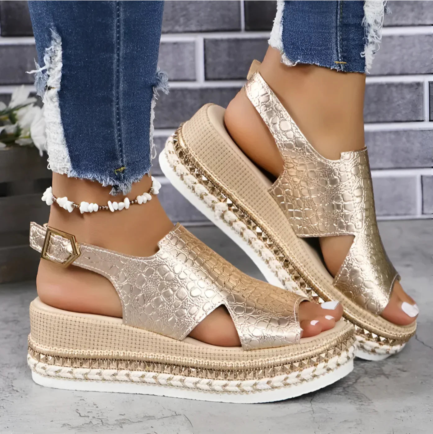 Solène | Elegante Sandalen Met Sleehak En Plateauzool