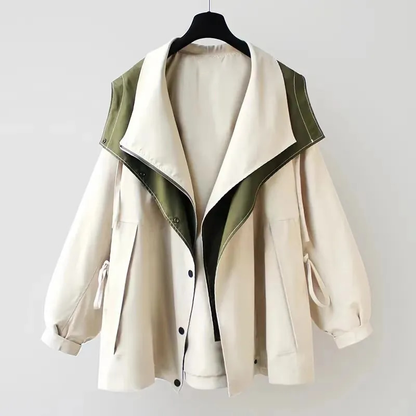 Stijlvolle Korte Trenchcoat | Gedrapeerde Kraag