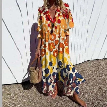 Boheemse Jurk Met V-hals | Maxi