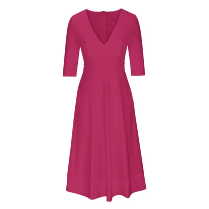 Anna | Elegante Avondjurk Met V-hals | Midi