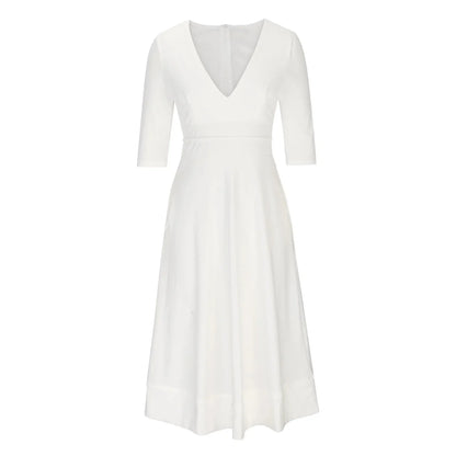 Anna | Elegante Avondjurk Met V-hals | Midi