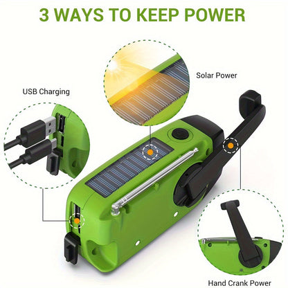 SurvivorPro - Draagbare Noodradio met Powerbank & LED-zaklamp, Zonne- en USB-oplaadbaar