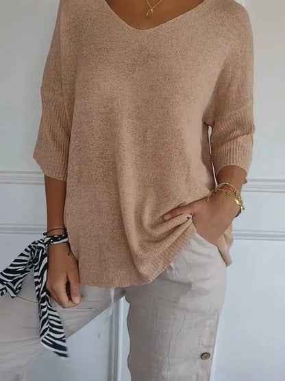 Casual Gebreide Top Met V-hals