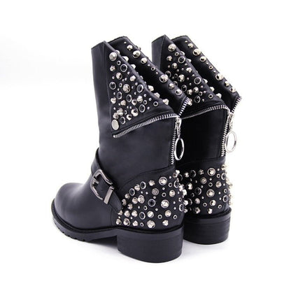 Zwarte Biker Boots Met Gesp | Zilveren Studs