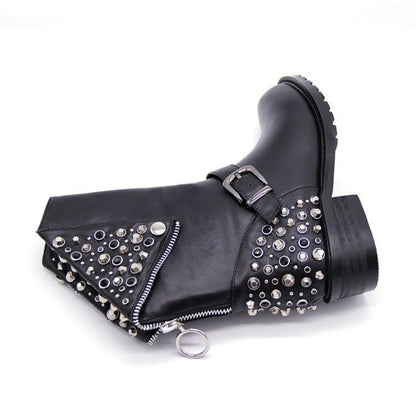 Zwarte Biker Boots Met Gesp | Zilveren Studs