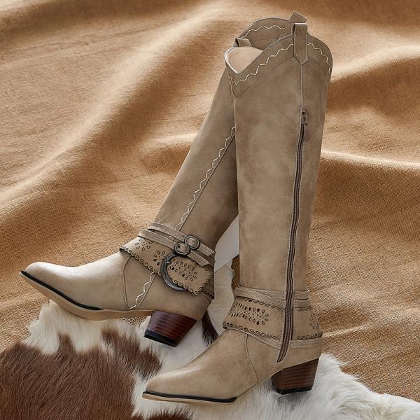 Cowboylaarzen Met Blokhak Voor De Winter | Decoratieve Gesp