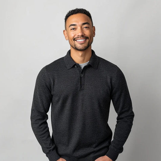 Gebreid Poloshirt Voor Heren | Lange Mouwen
