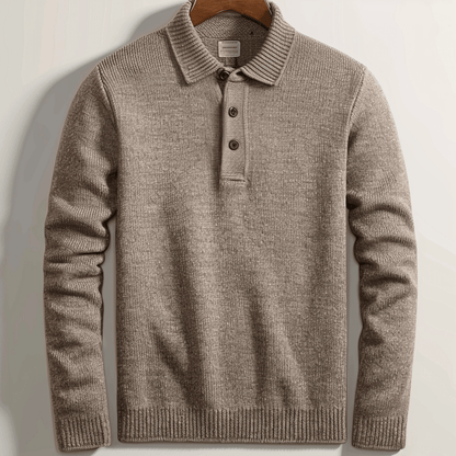 Gebreid Poloshirt Voor Heren | Lange Mouwen