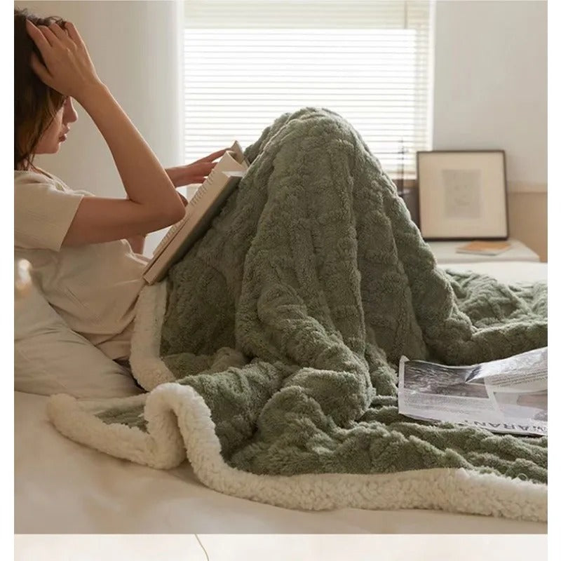 Dik Lamswollen Winter Fleece Deken - LuxyCozy