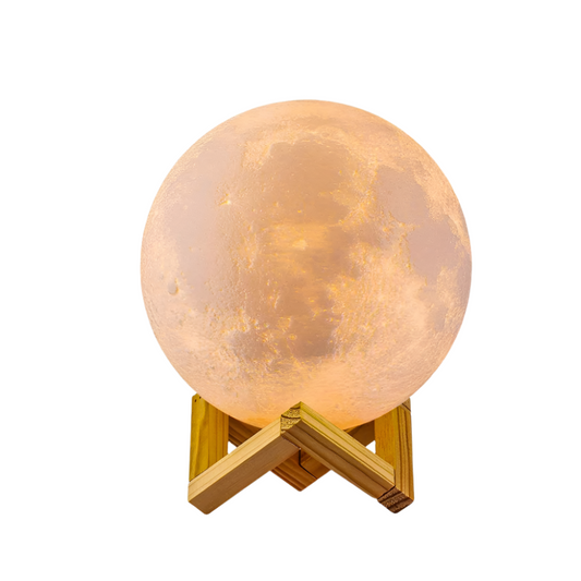 LunarGlow - 16 Kleuren Maanlamp met Afstandsbediening en Houten Standaard voor Slaapcomfort en Sfeer