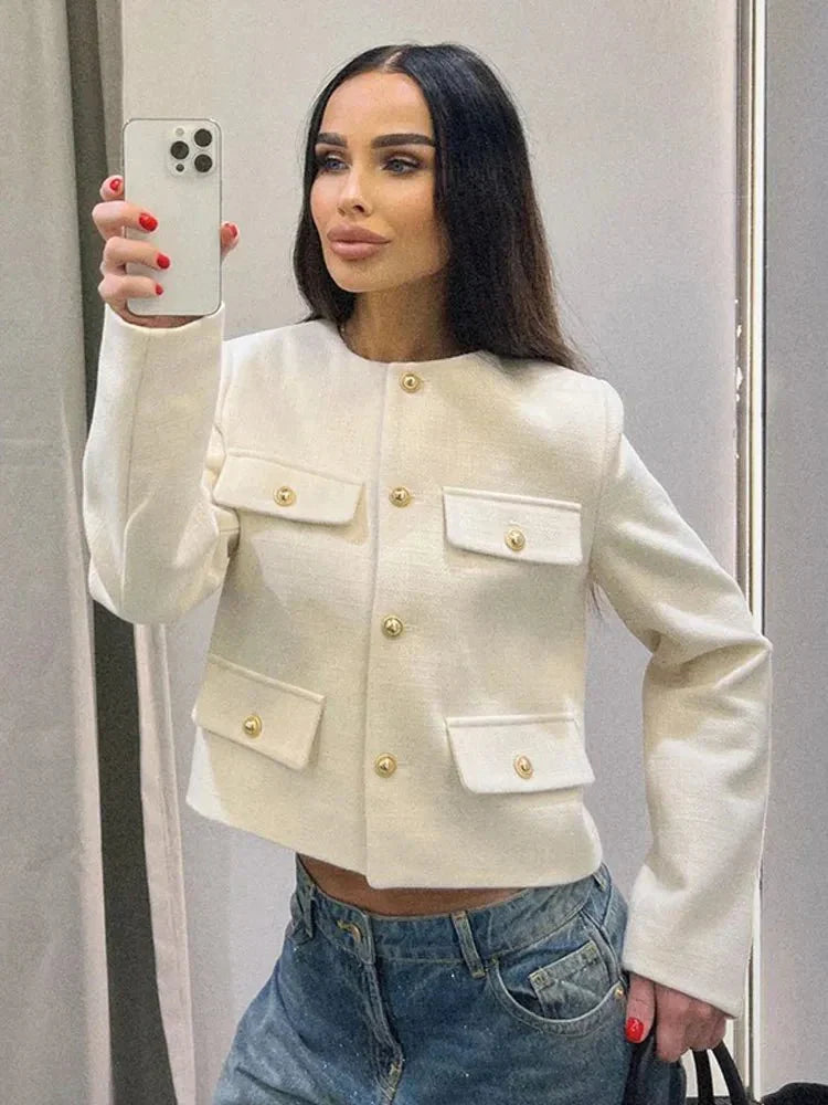 Stijlvol Kort Jasje Met Knoopdetails | Herfst