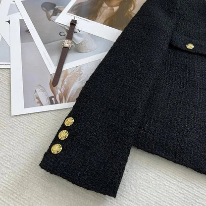 Klassieke Cropped Blazer Met Knoopjes | Ronde Hals