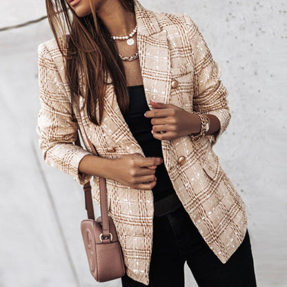 Stijlvolle Geruite Blazer Met Knoopjes | Lange Mouwen