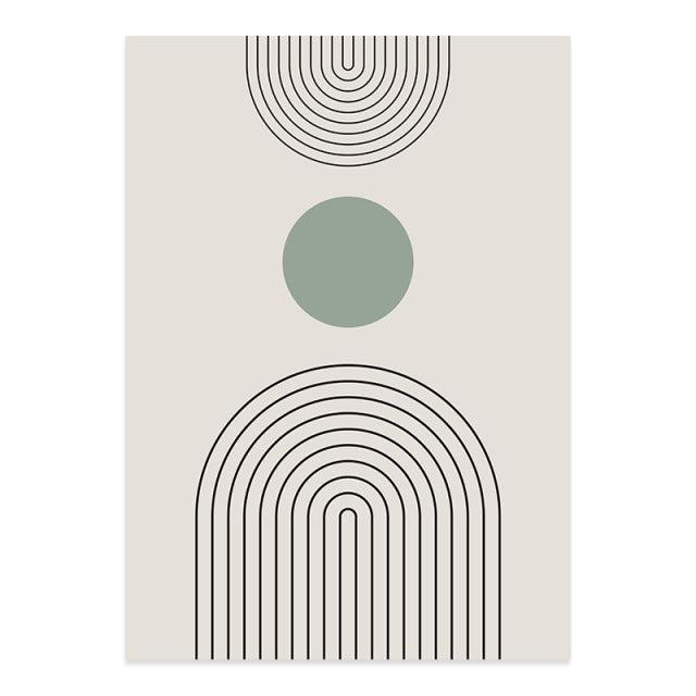 Abstracte Groene en Beige Lijntekening Kunst op Canvas - Modern Minimalistisch Wanddecor voor Elke Ruimte