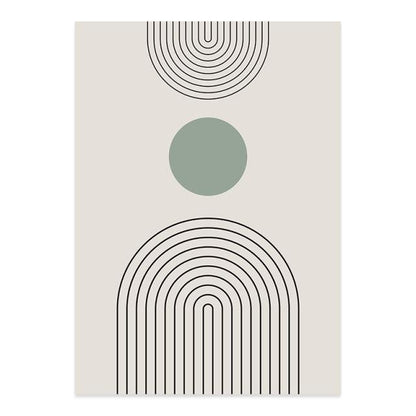Abstracte Groene en Beige Lijntekening Kunst op Canvas - Modern Minimalistisch Wanddecor voor Elke Ruimte