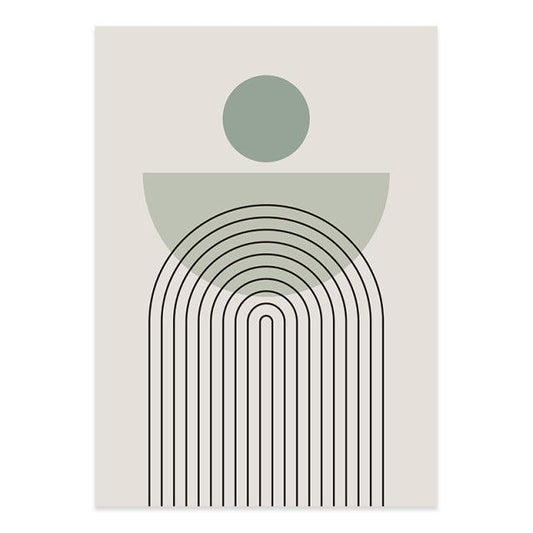 Abstracte Groene en Beige Lijntekening Kunst op Canvas - Modern Minimalistisch Wanddecor voor Elke Ruimte